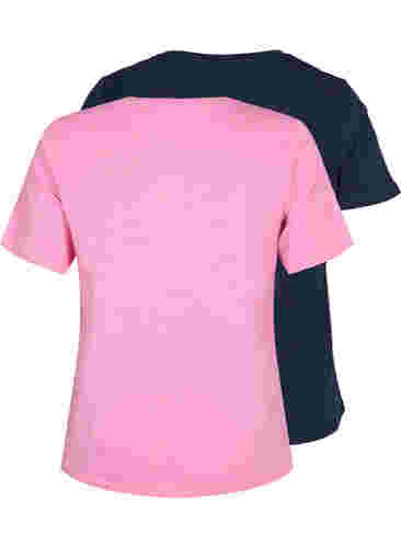 2er-Pack basic T-Shirts aus Baumwolle, Rosebloom/Navy B, Packshot image number 1