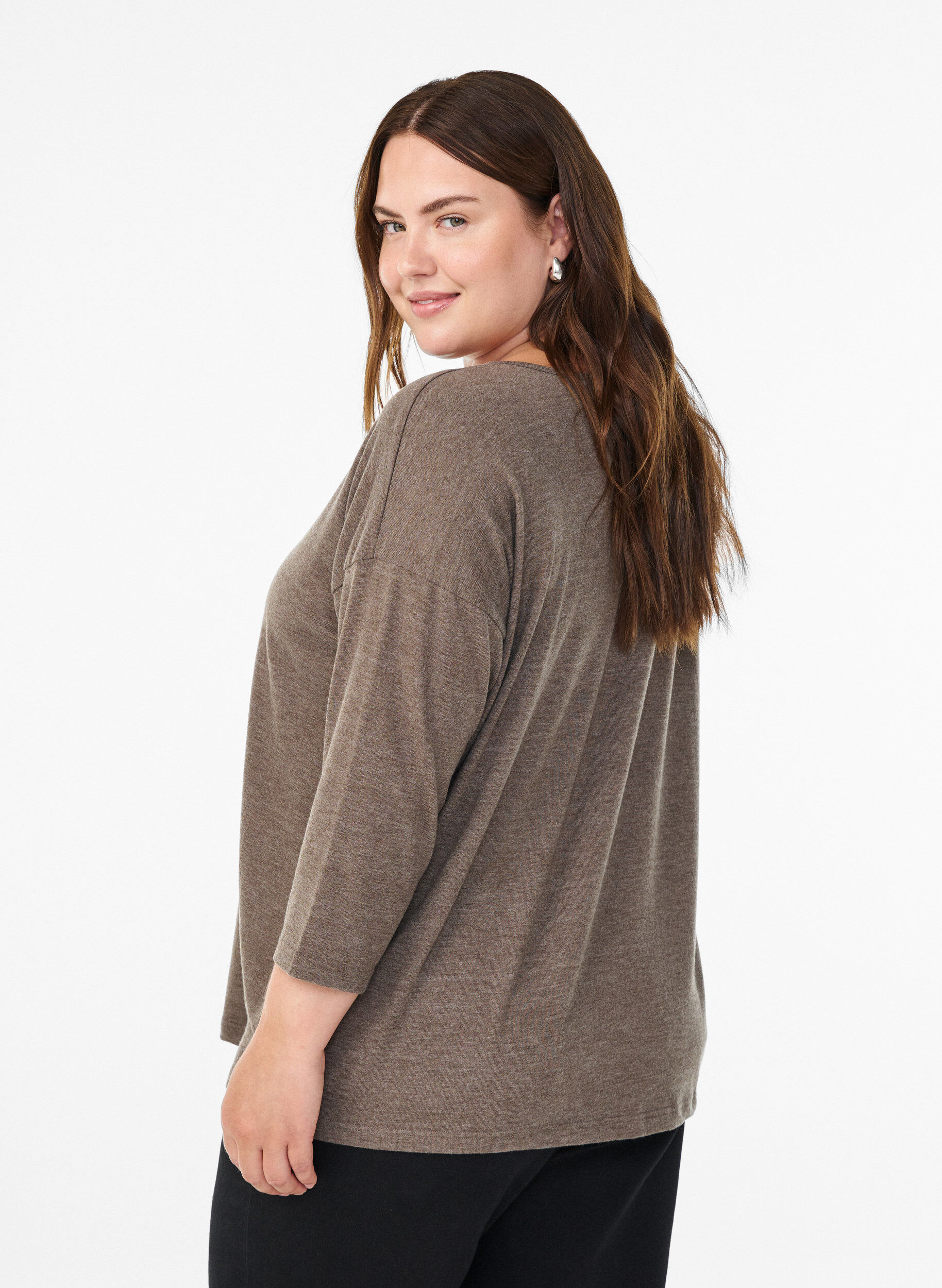 ZizziFLASH &ndash; Bluse aus Jersey mit 3/4-&Auml;rmeln , Braun, Model image number 2