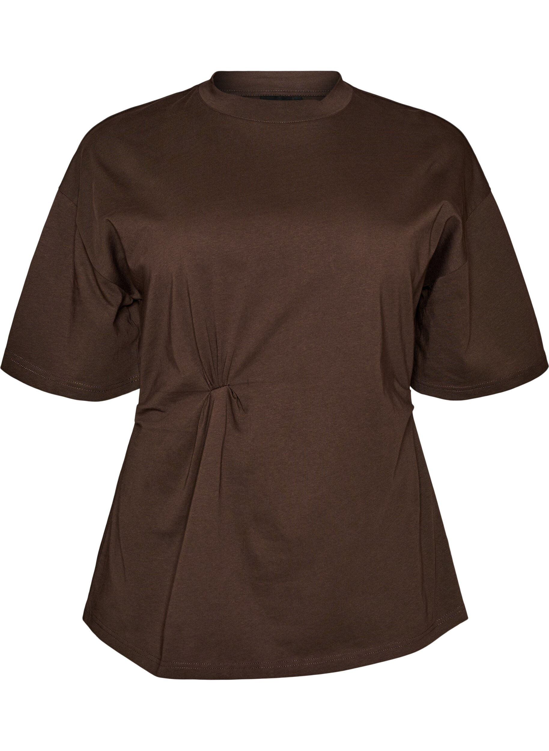 ZizziT-Shirt mit drapiertem Detail, Braun, Packshot image number 0