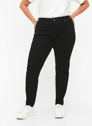 Slim Fit Emily Jeans mit normaler Taille., Black, Model image number 2