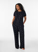 Gebl&uuml;mtes Pyjamaoberteil mit Rippstruktur, Schwarz, Model image number 1
