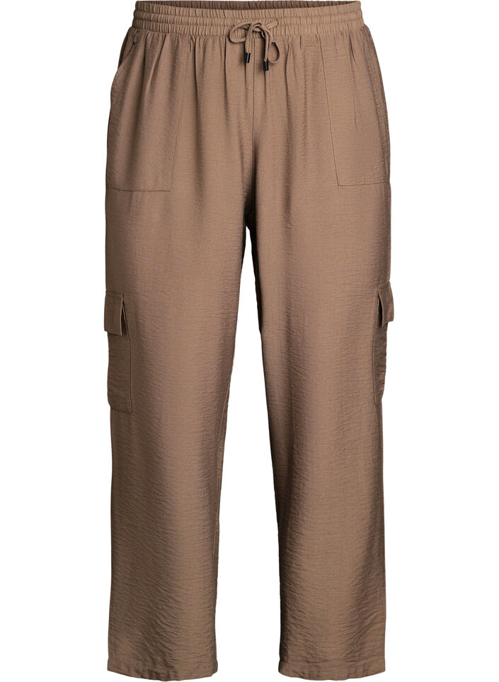 Cargohose mit hoher Taille, Beige, Packshot image number 0