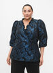 Jacquard-Wickelbluse mit 3/4-Ärmeln, Black Blue, Model image number 0