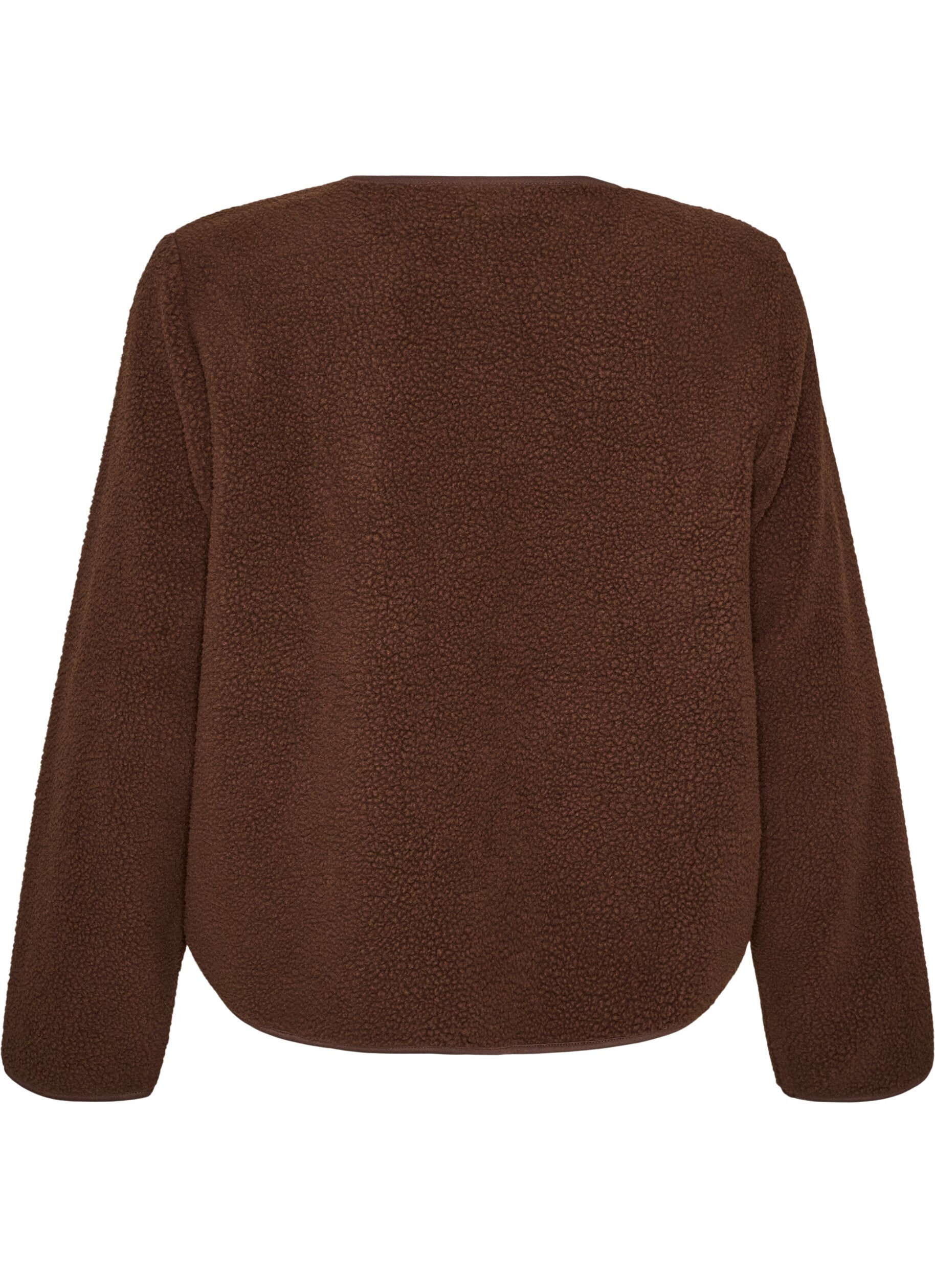 ZizziTeddyjacke mit Rundhalsausschnitt und Kn&ouml;pfen, Braun, Packshot image number 1