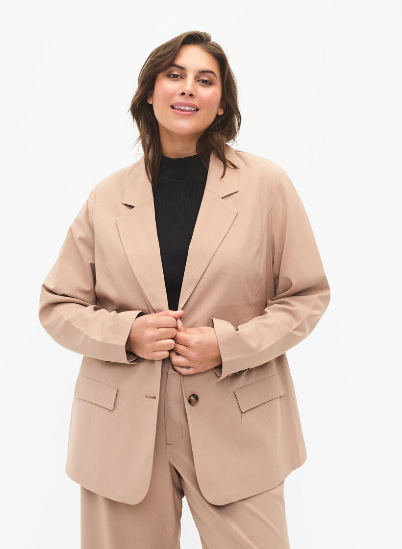 Klassischer Blazer mit Druckknopfverschluss, Amphora, Model image number 0