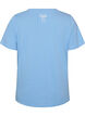 T-Shirt aus Baumwolle mit V-Ausschnitt und Frontprint, Blau, Packshot image number 1