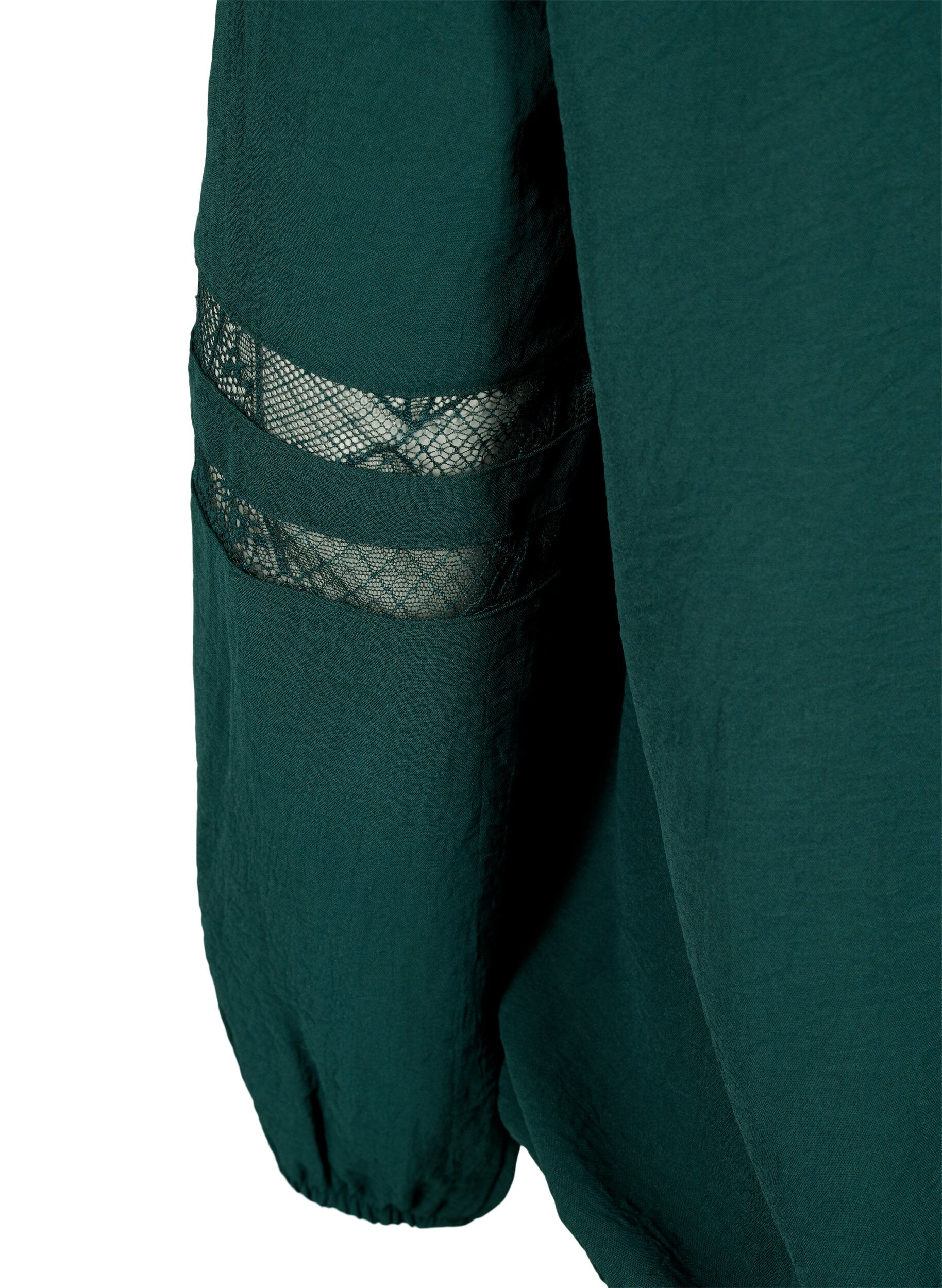 Zizzi Langarm-Bluse mit Spitze, Scarab, Packshot image number 3