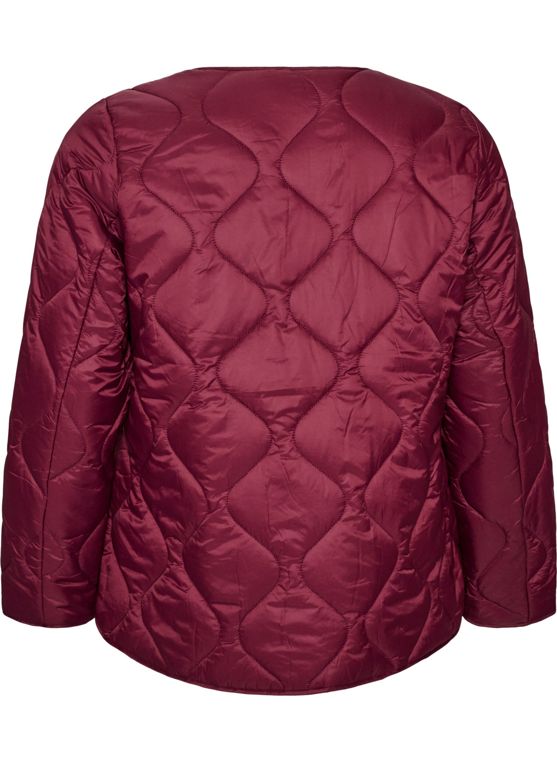 ZizziSteppjacke mit Druckkn&ouml;pfen und Rundhalsausschnitt, Dunkles Bordeaux, Packshot image number 1