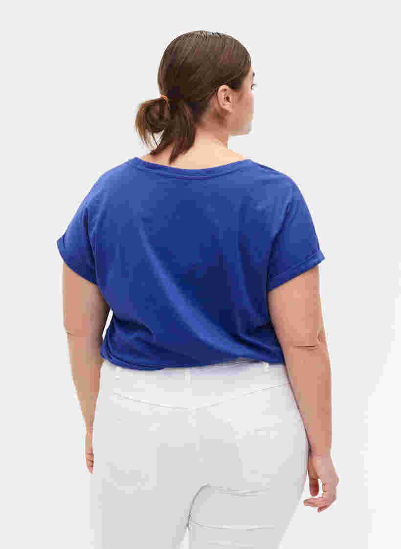 Kurzärmeliges T-Shirt aus einer Baumwollmischung, Royal Blue, Model image number 1