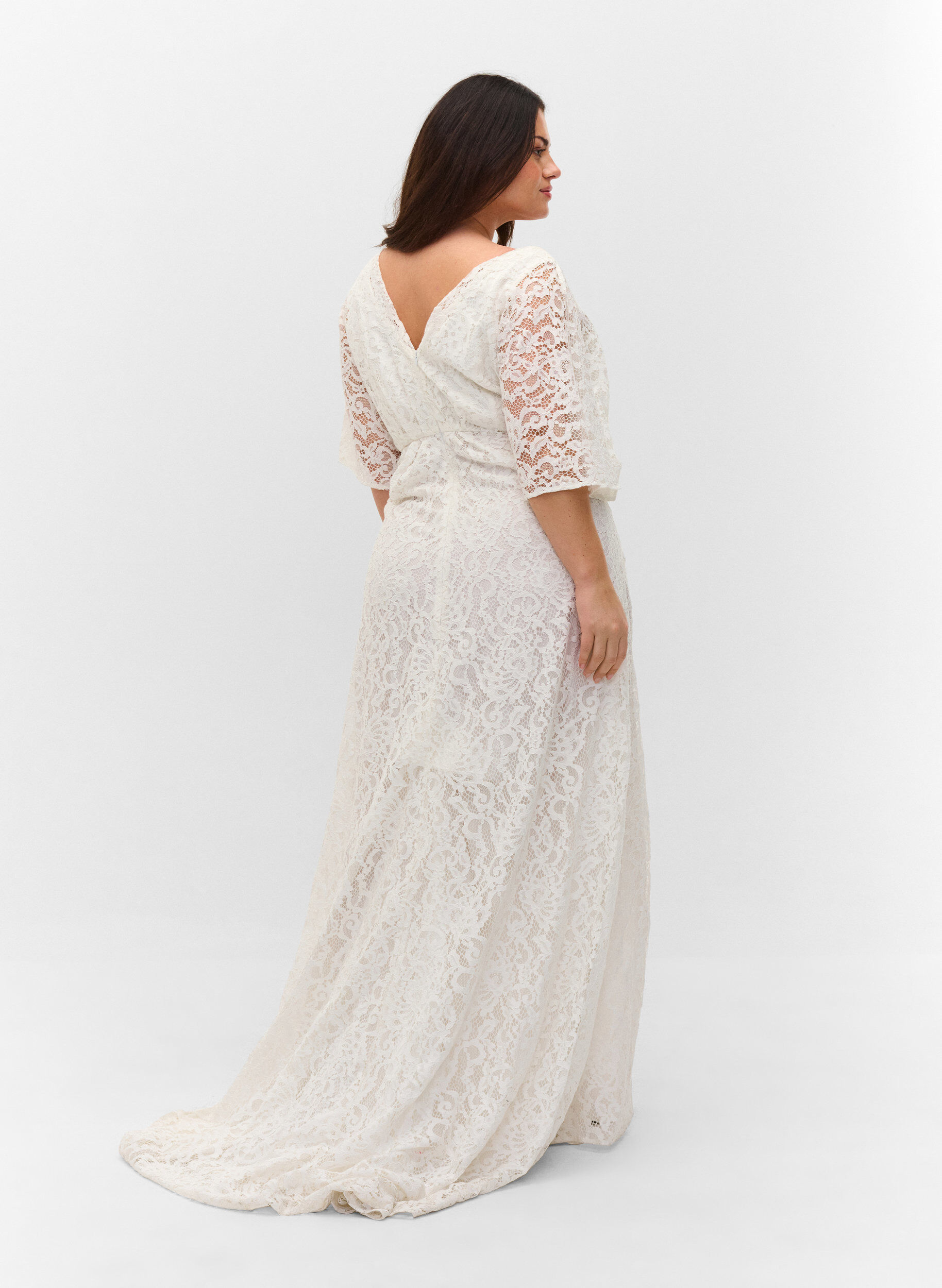 ZizziBrautkleid mit Spitze und Schlitz, Star White, Model image number 1