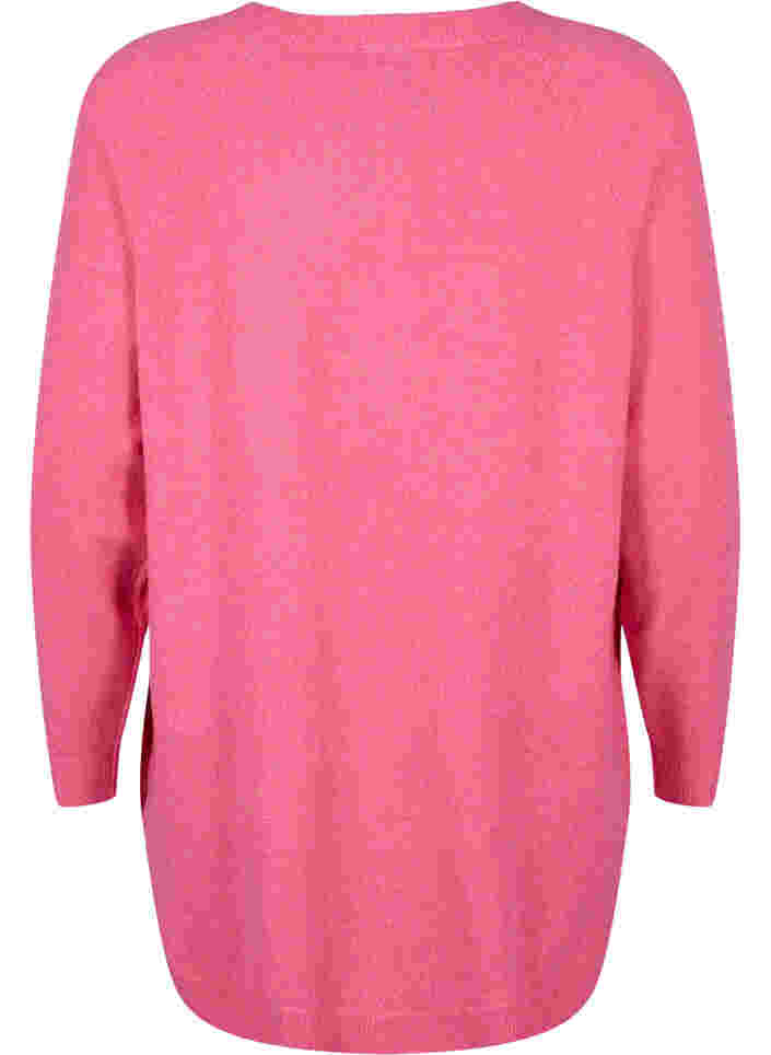 Strickbluse mit Knopfdetails, Hot Pink White Mel., Packshot image number 1