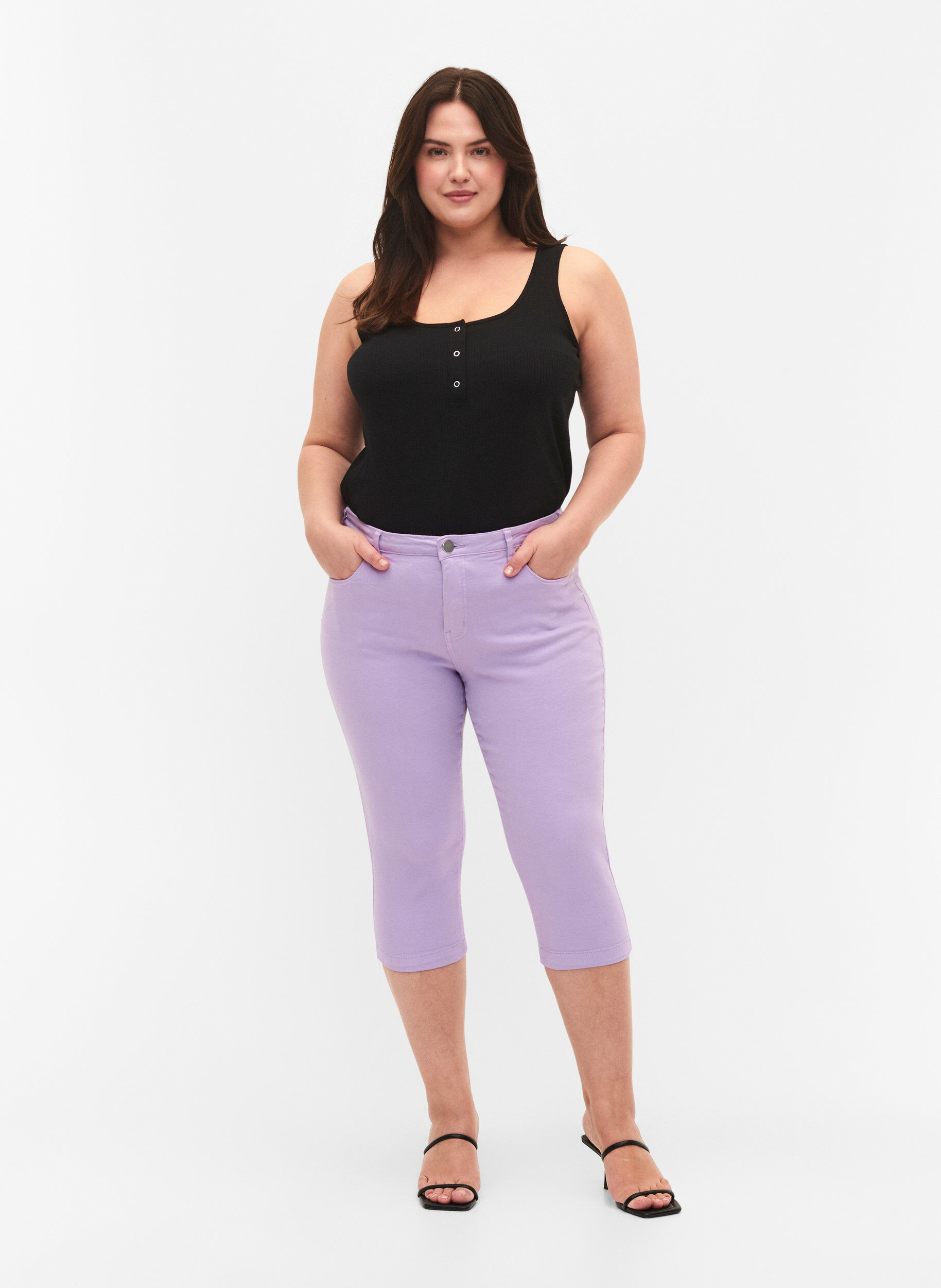 ZizziEng anliegende Emily Capri-Hose, Lavender, Model image number 0