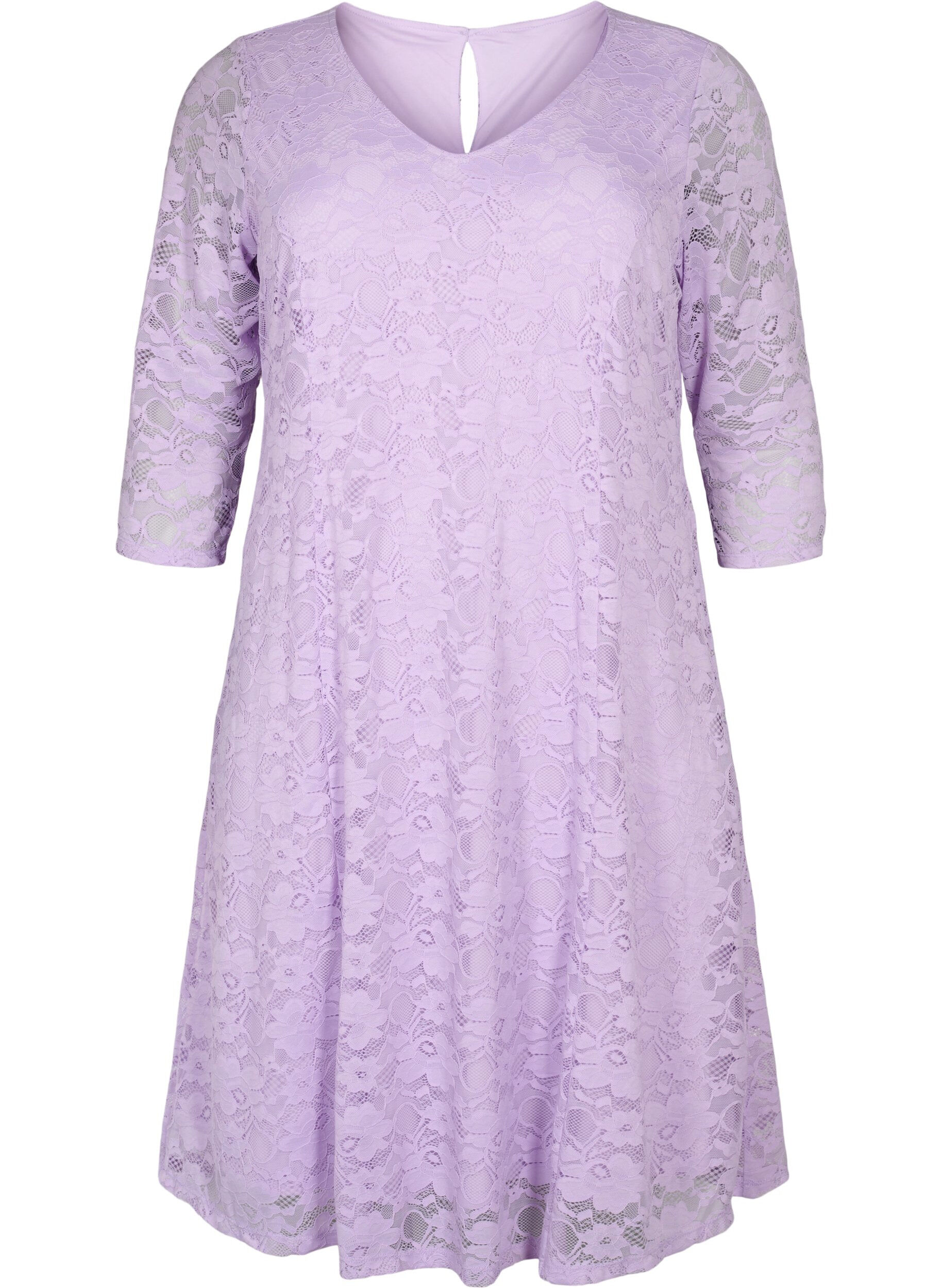 ZizziSpitzenkleid mit 3/4-&Auml;rmeln, Lavendula, Packshot image number 0