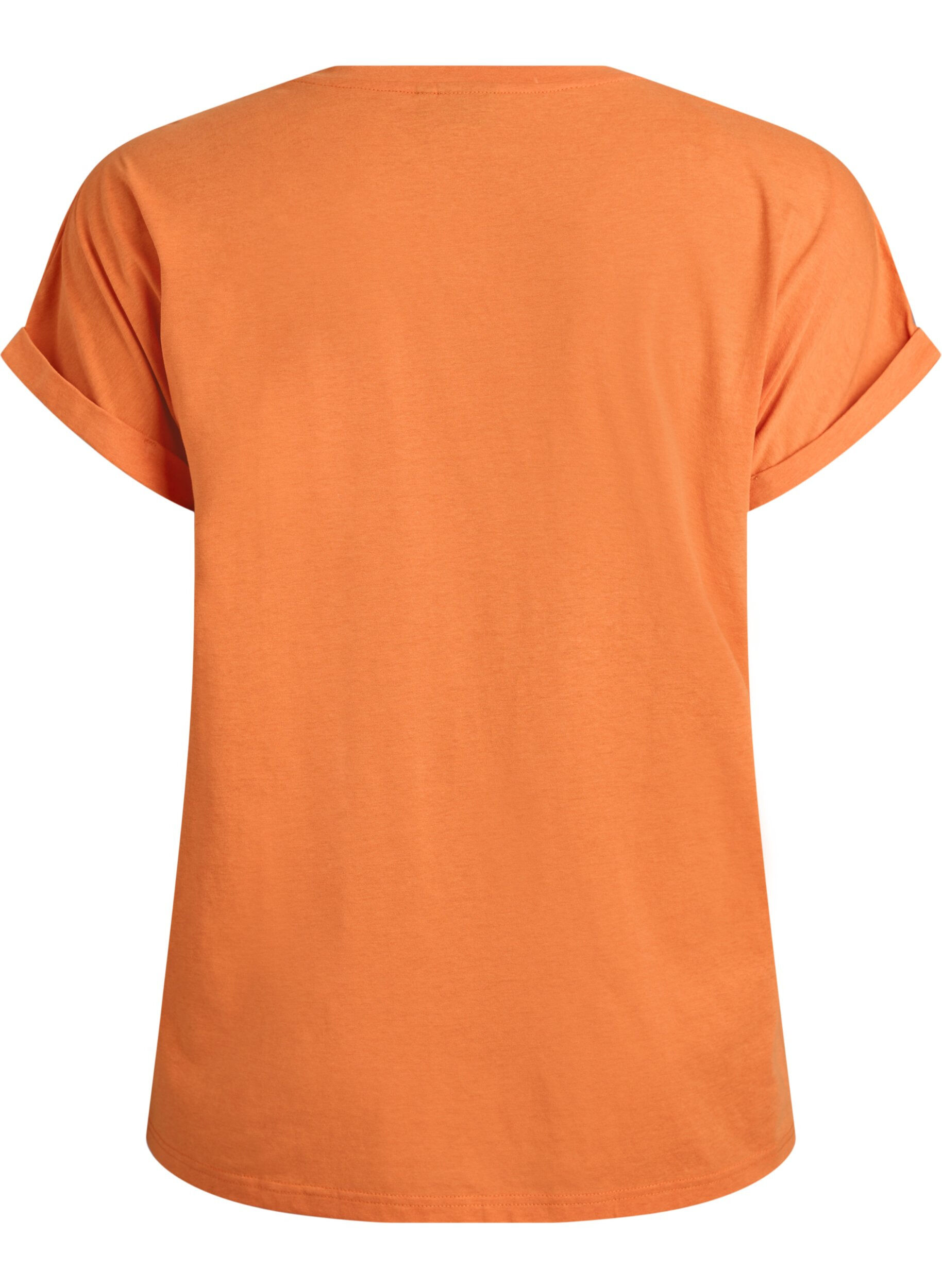ZizziKurz&auml;rmeliges T-Shirt aus Baumwollmischgewebe, Orange, Packshot image number 1