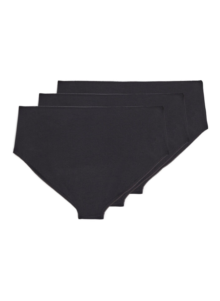 3er-Pack Baumwollslips mit regul&auml;rer Taillenh&ouml;he, Schwarz, Packshot image number 1