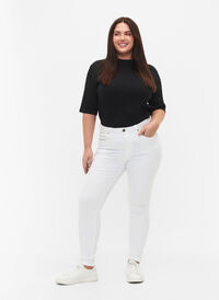 Super Slim Amy Jeans mit hoher Taille, White, Model