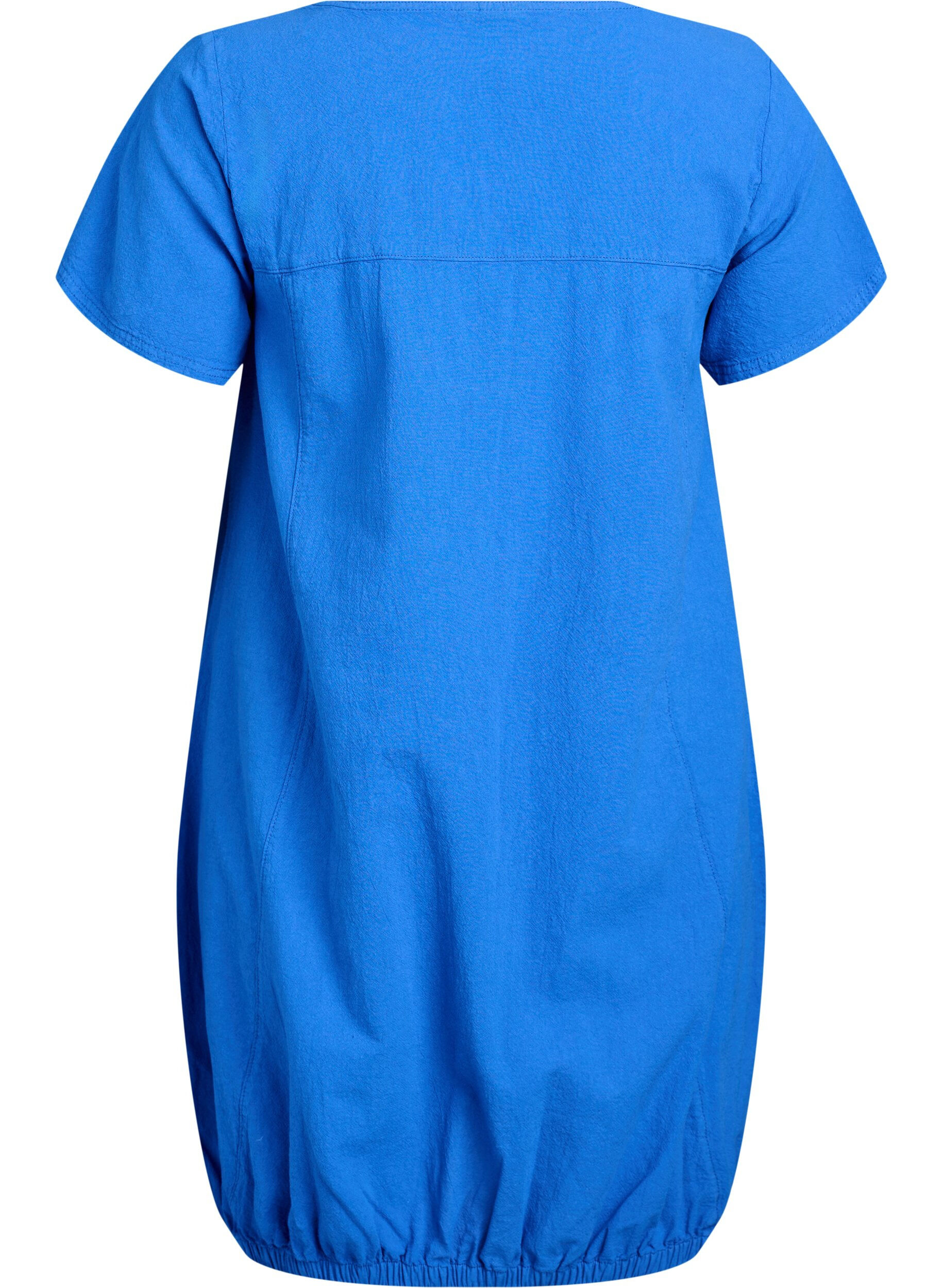 ZizziKurzarm Kleid aus Baumwolle, Blau, Packshot image number 1
