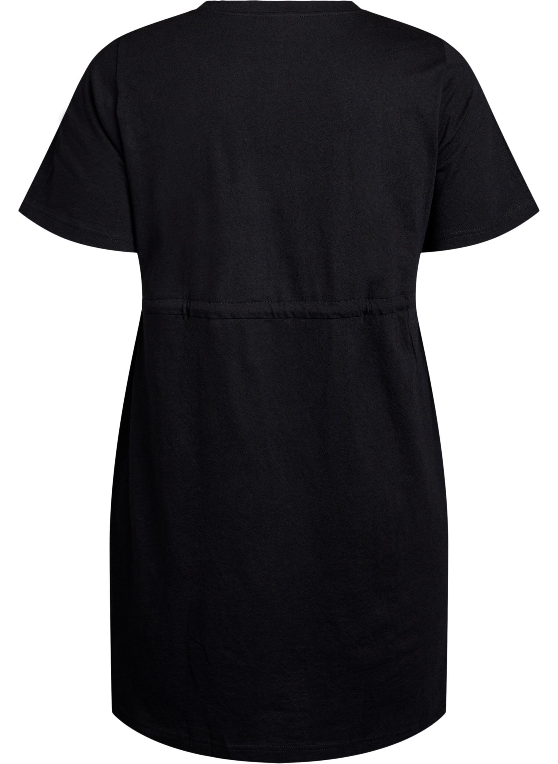 ZizziFLASH &ndash; Kurzes T-Shirt-Kleid mit Bindeg&uuml;rtel, Schwarz, Packshot image number 1