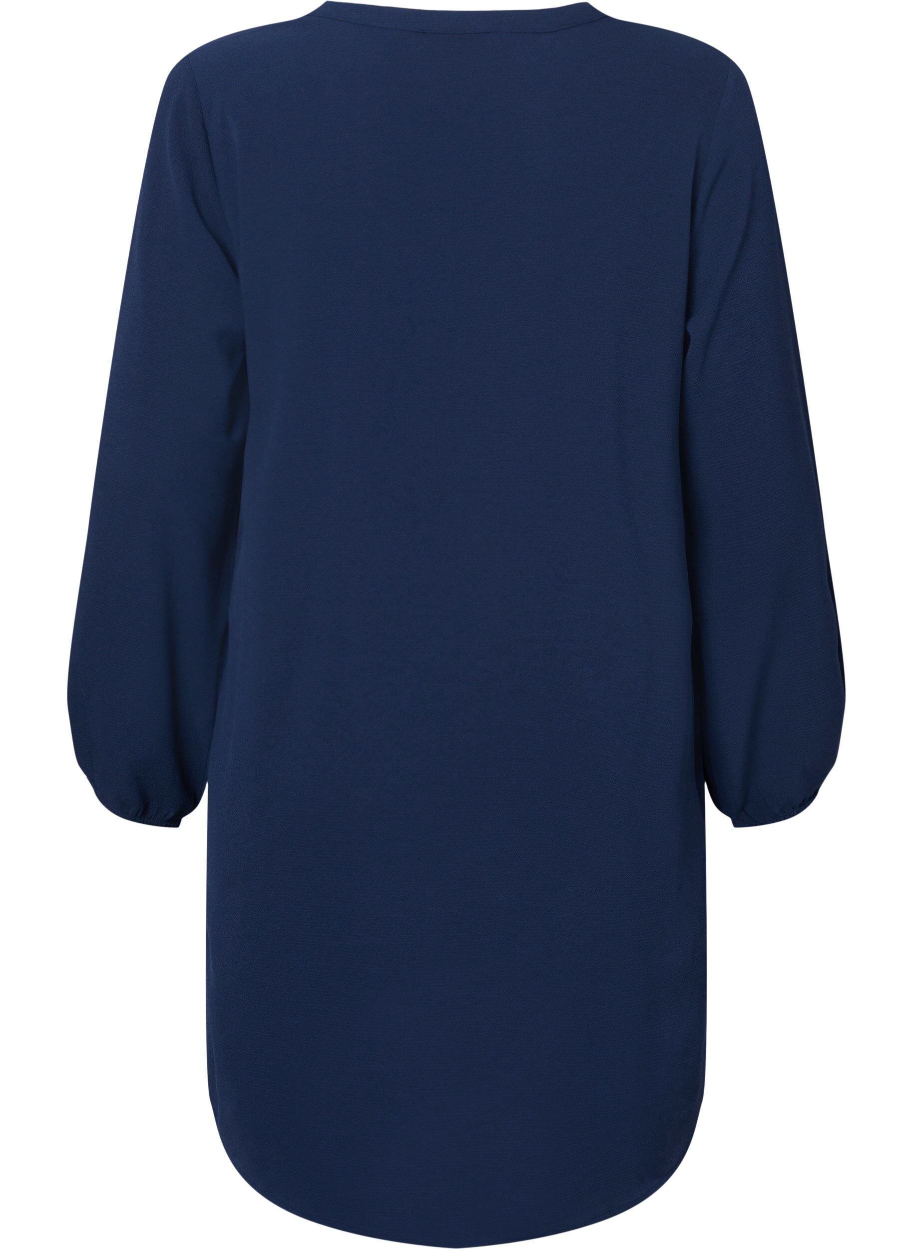 ZizziLang&auml;rmeliges Kleid mit V-Ausschnitt, Navy, Packshot image number 1