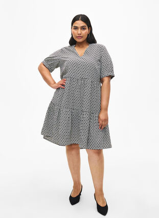 FLASH – A-Linien-Kleid mit Print, Black White Graphic, Model image number 2