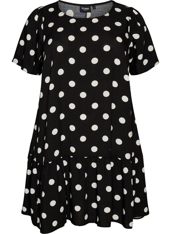 Kleid aus Viskose mit Schnittlinie, Schwarz, Packshot image number 0
