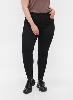 Hochtaillierte Super Slim Amy Jeans, Black, Model image number 3
