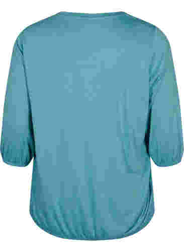 Einfarbige Bluse mit 3/4-Ärmel, Brittany Blue Mel., Packshot image number 1