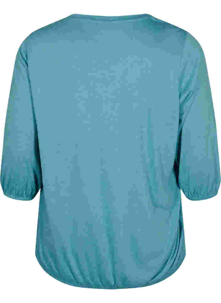 Einfarbige Bluse mit 3/4-Ärmel, Brittany Blue Mel., Packshot image number 1