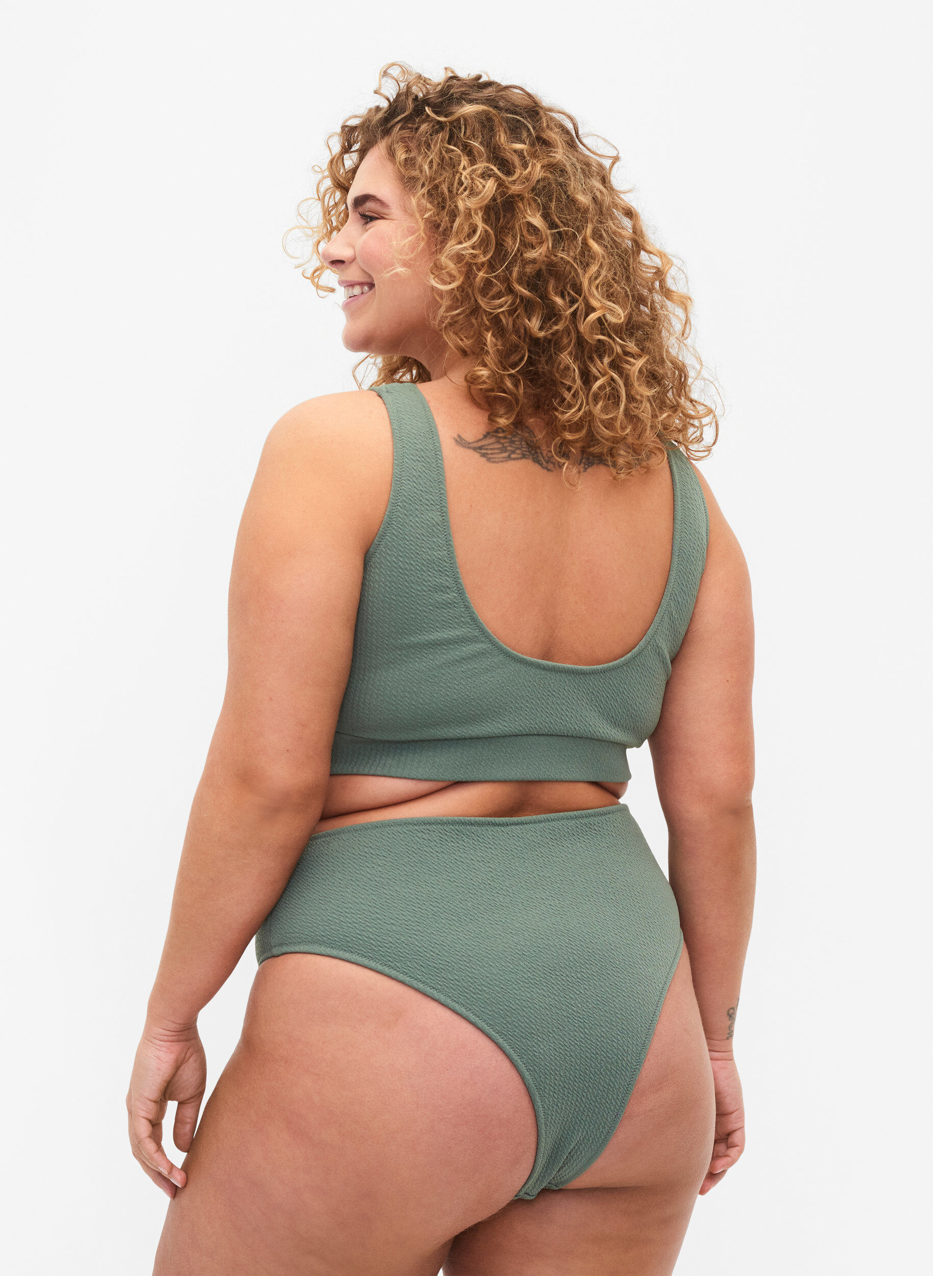 ZizziBikini-Hose mit Krepp-Struktur, Gr&uuml;n, Model image number 1