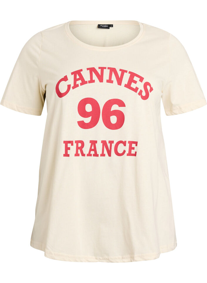 T-Shirt mit Print, Vanille, Packshot image number 0