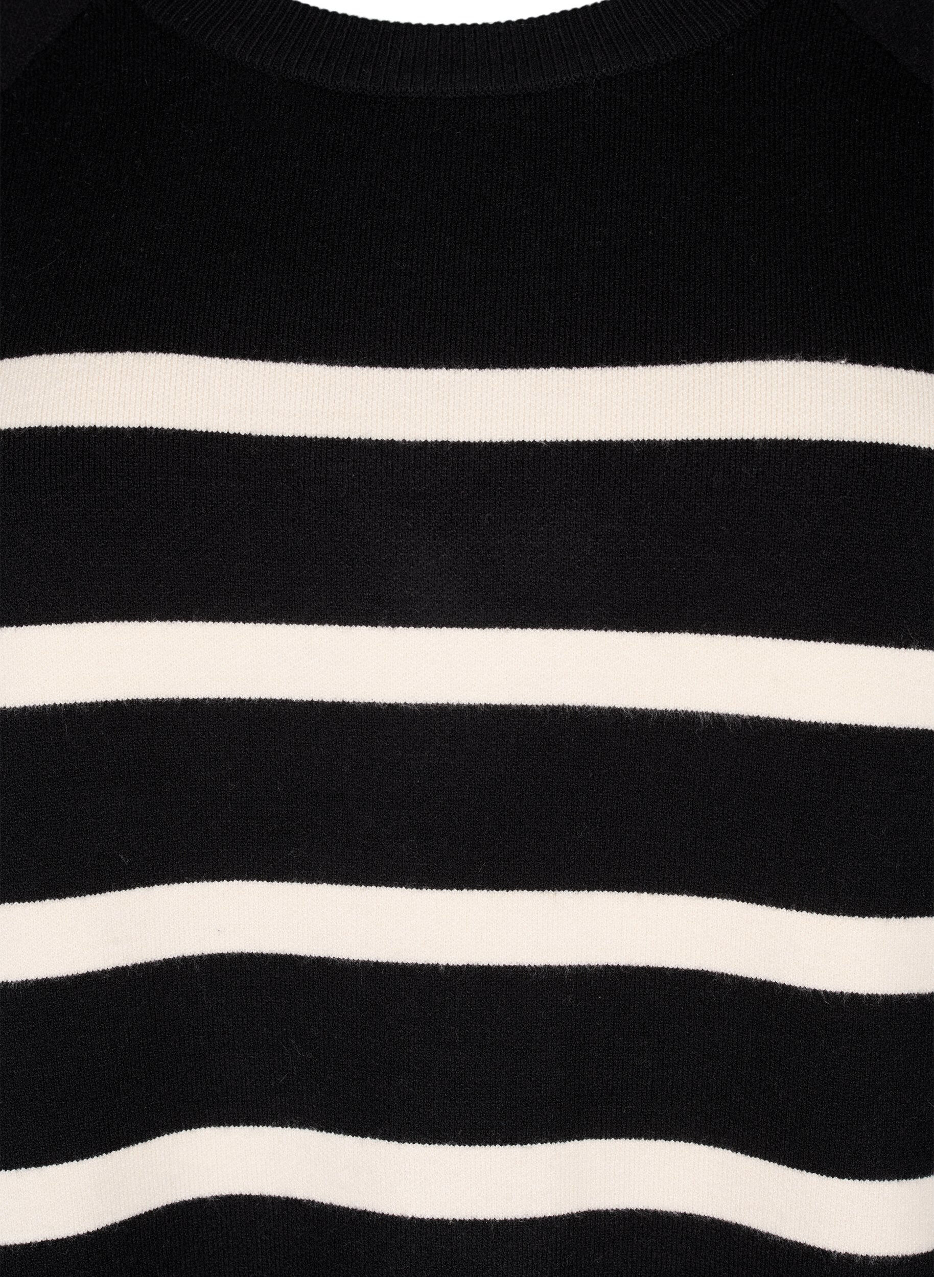 ZizziStrickbluse mit 3/4-Arm und Streifen, Black Birch Stripes, Packshot image number 2