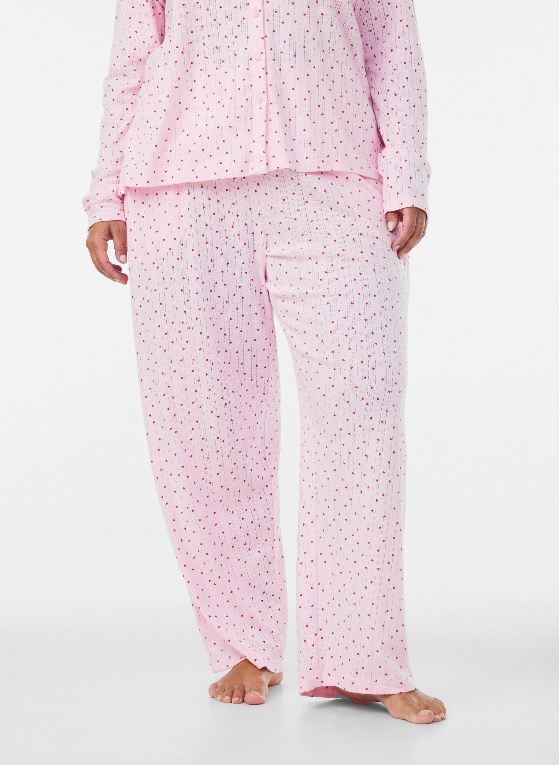 ZizziPyjamahose aus Bio-Baumwolle mit Lochstickerei, Pink, Model image number 3