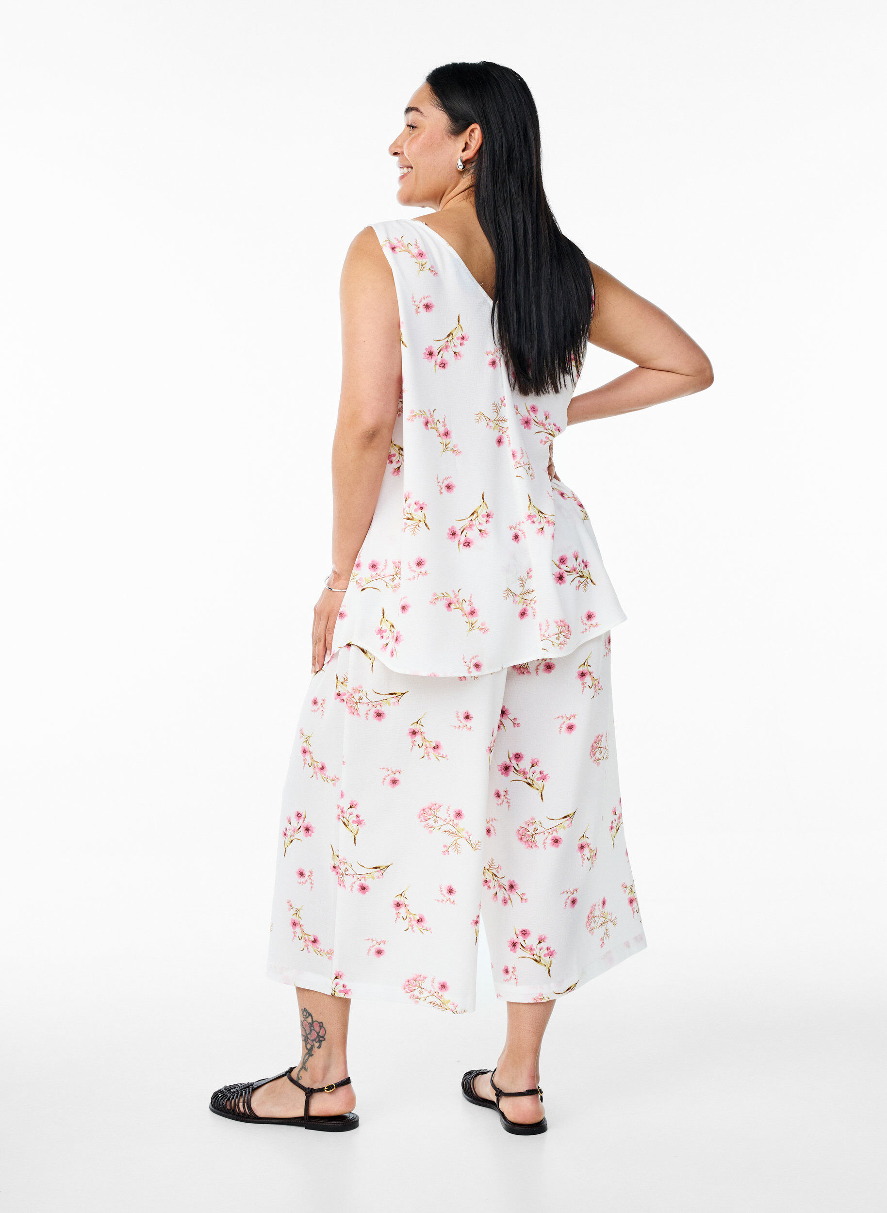 ZizziCulotte-Hose mit Print, Wei&szlig;, Model image number 1