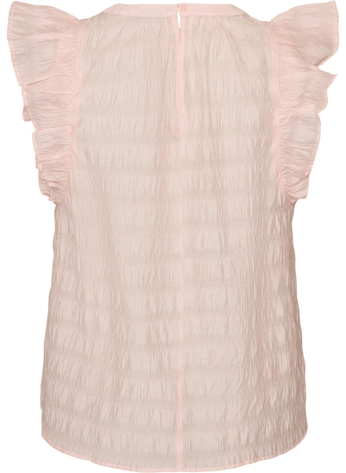 &Auml;rmellose Bluse mit Struktur und R&uuml;schen, Rot, Packshot image number 1