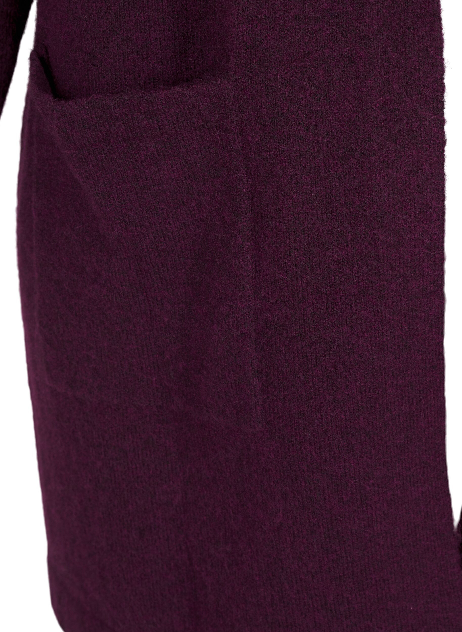 ZizziLanger Strickcardigan aus Wolle mit Kapuze, Potent Purple Mel., Packshot image number 3