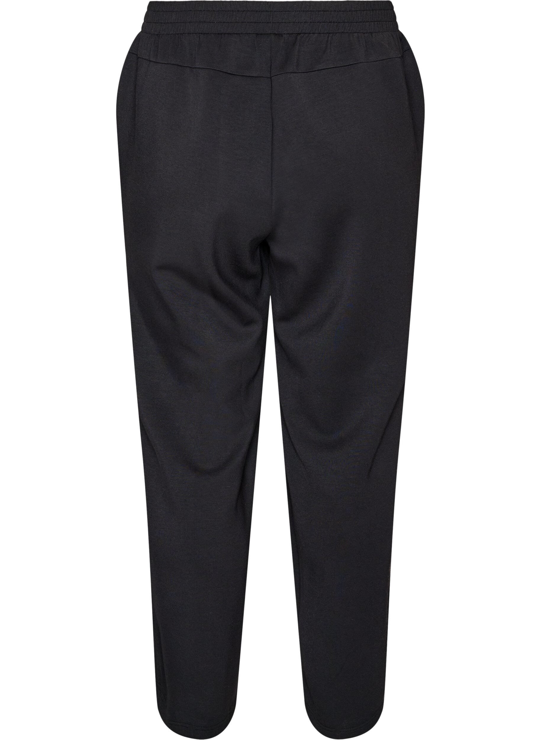 ZizziLockere Hose aus Jersey mit hoher Taille und Taschen, Schwarz, Packshot image number 1