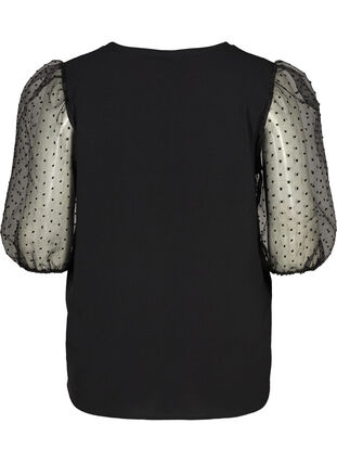 Bluse mit transparenten Puffärmeln, Black, Packshot image number 1