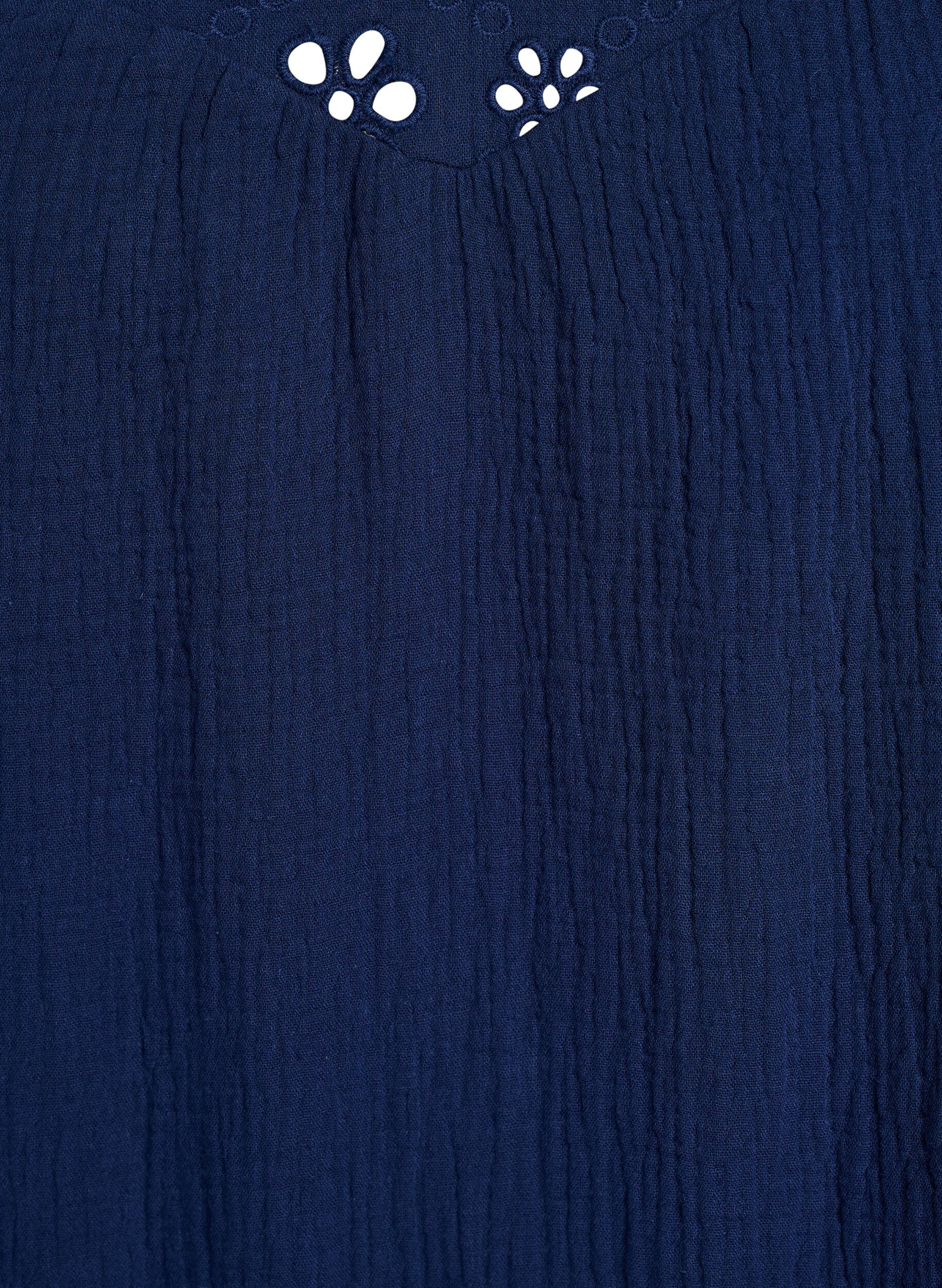 ZizziBluse aus Baumwoll-Musselin mit Broderie Anglaise und 1/2-&Auml;rmeln, Blau, Packshot image number 2