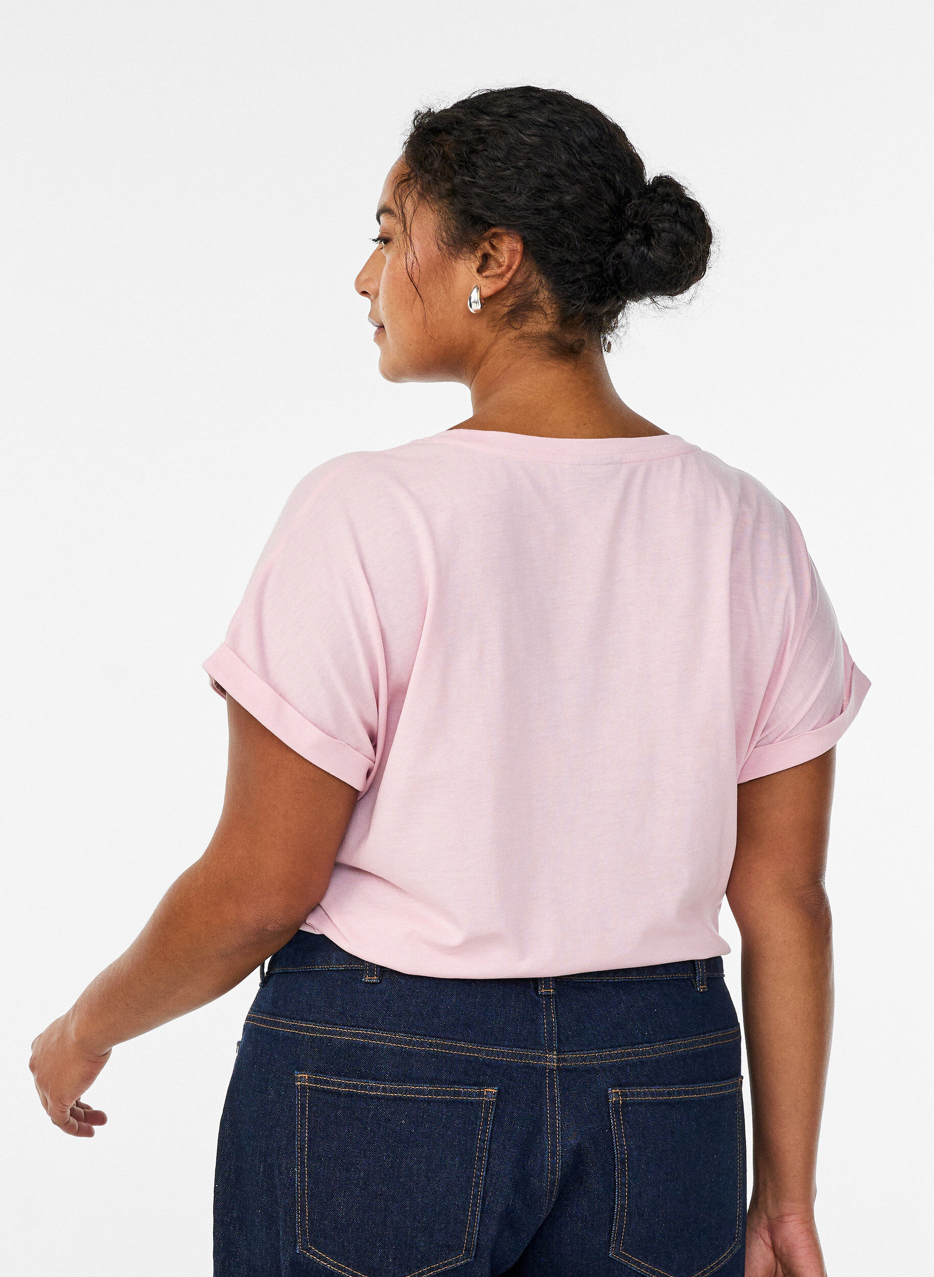 ZizziKurz&auml;rmeliges T-Shirt aus Baumwollmischgewebe, Pink, Model image number 2
