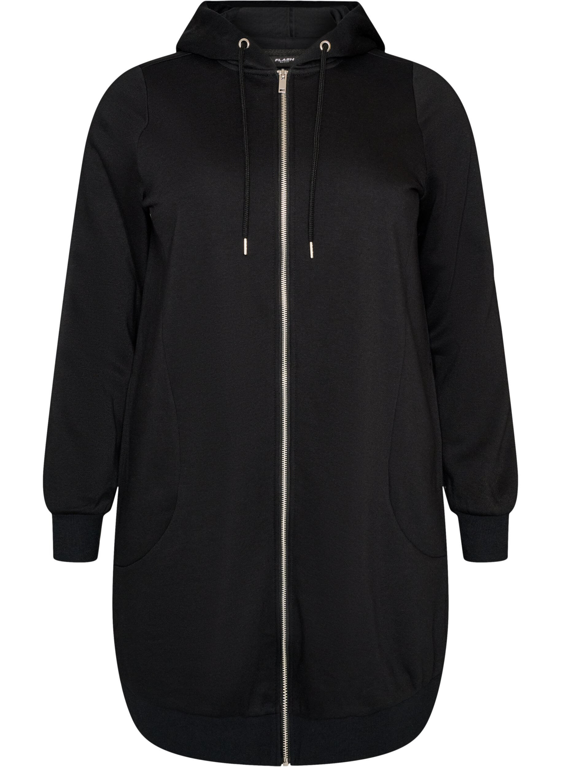 FLASH - Langer Hoodie mit Rei&szlig;verschluss und Taschen