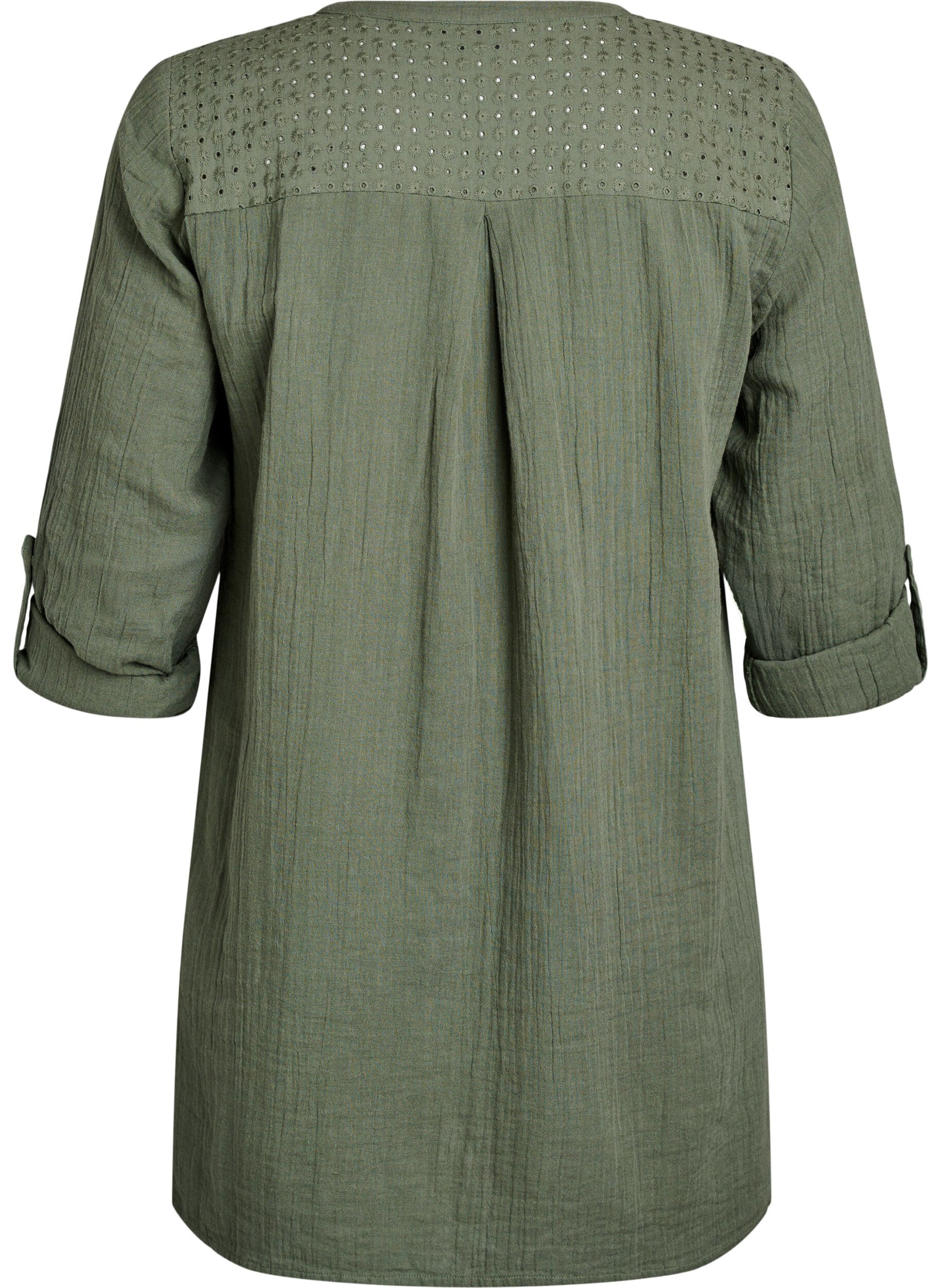 ZizziTunika aus Baumwollmusselin mit Broderie Anglaise, Gr&uuml;n, Packshot image number 1
