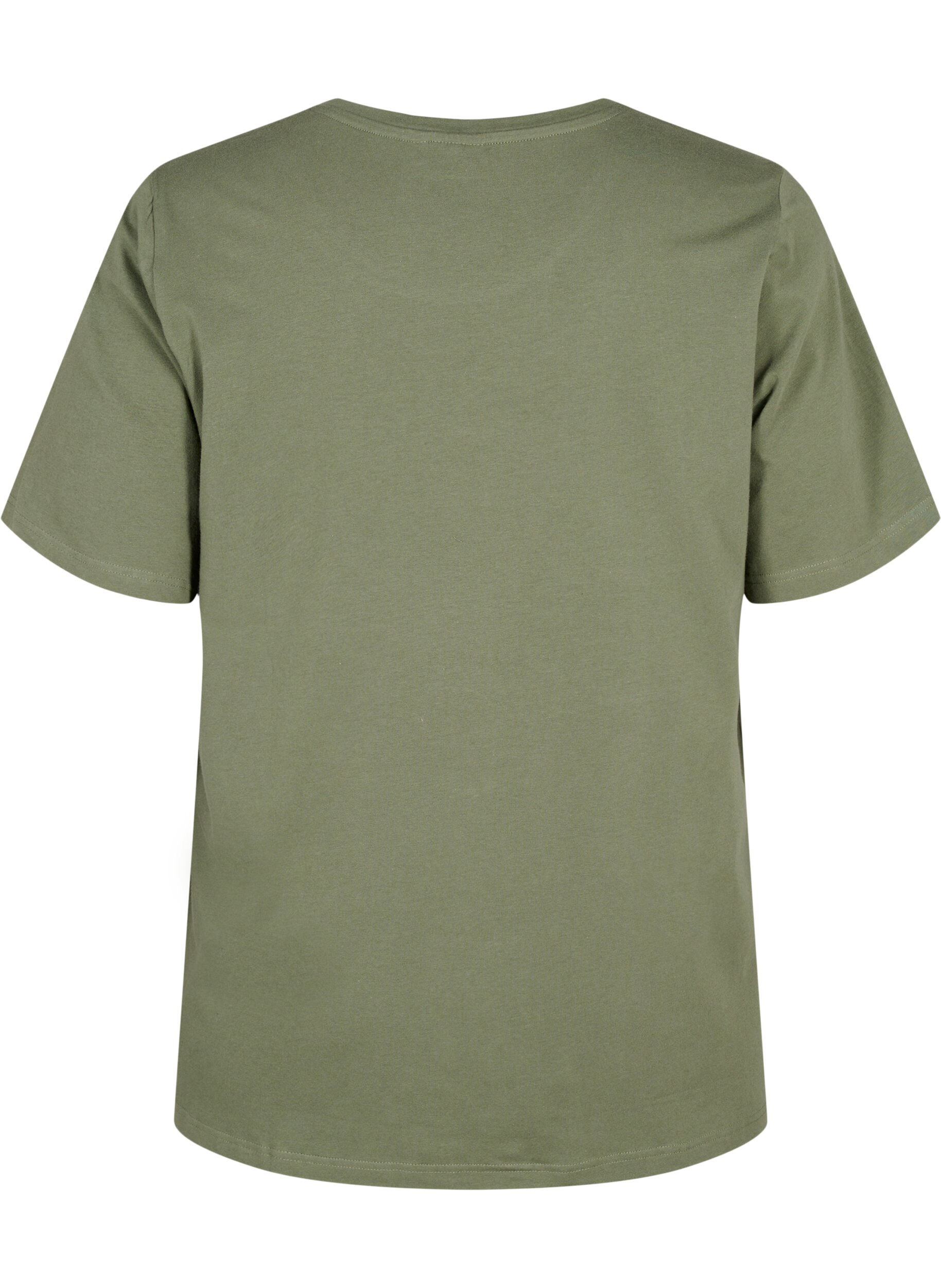 ZizziT-Shirt aus Bio-Baumwolle mit Stickereidetails, Thyme, Packshot image number 1