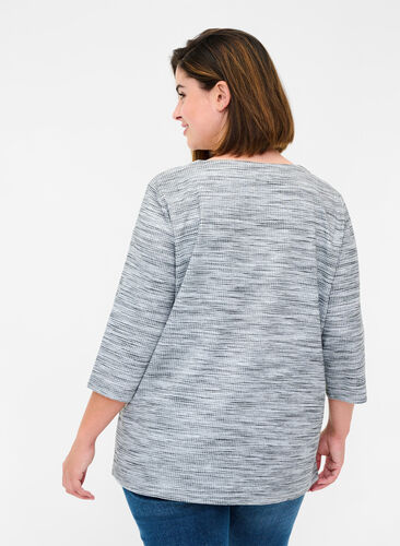 Sweatshirt mit 3/4-Ärmeln und Eyelets, Light Grey Melange, Model image number 1