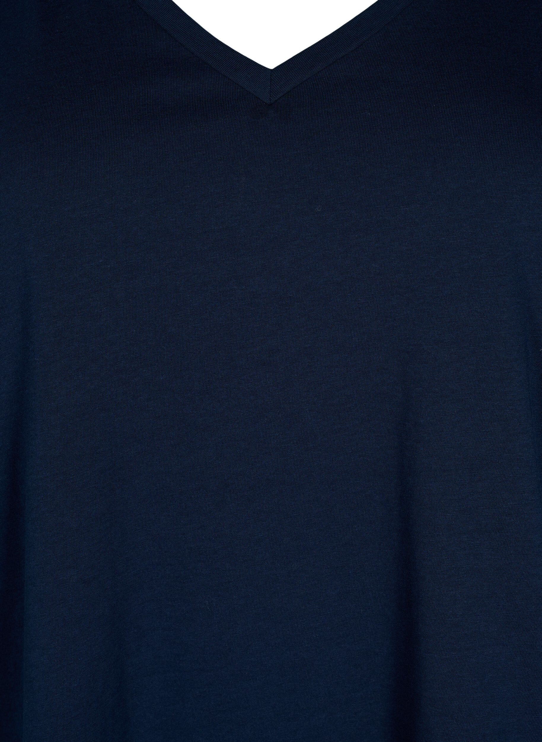 ZizziT-Shirt aus Baumwolle mit kurzen Spitzen&auml;rmeln, Blau, Packshot image number 2