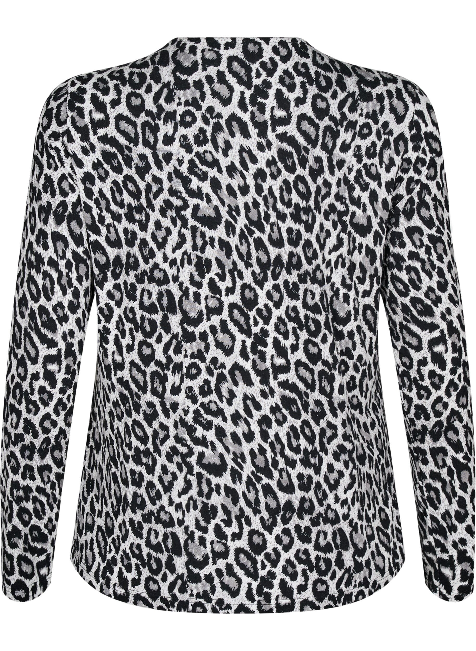 ZizziLang&auml;rmlige Bluse mit Leopardenmuster, Grau, Packshot image number 1