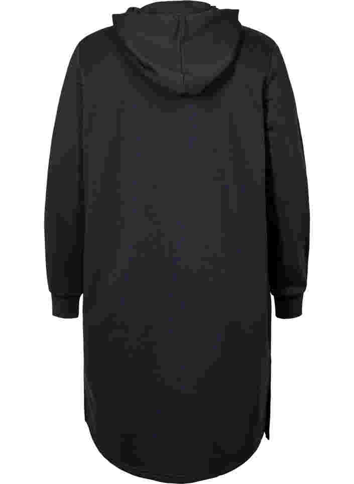 Pulloverkleid mit Kapuze und Schlitz, Black, Packshot image number 1