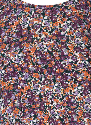 Viskosebluse mit Smock und Blumenprint, Purple FLower AOP, Packshot image number 2