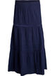Midirock in A-Linie aus Baumwoll-Musselin mit H&auml;kelborte, Blau, Packshot image number 0