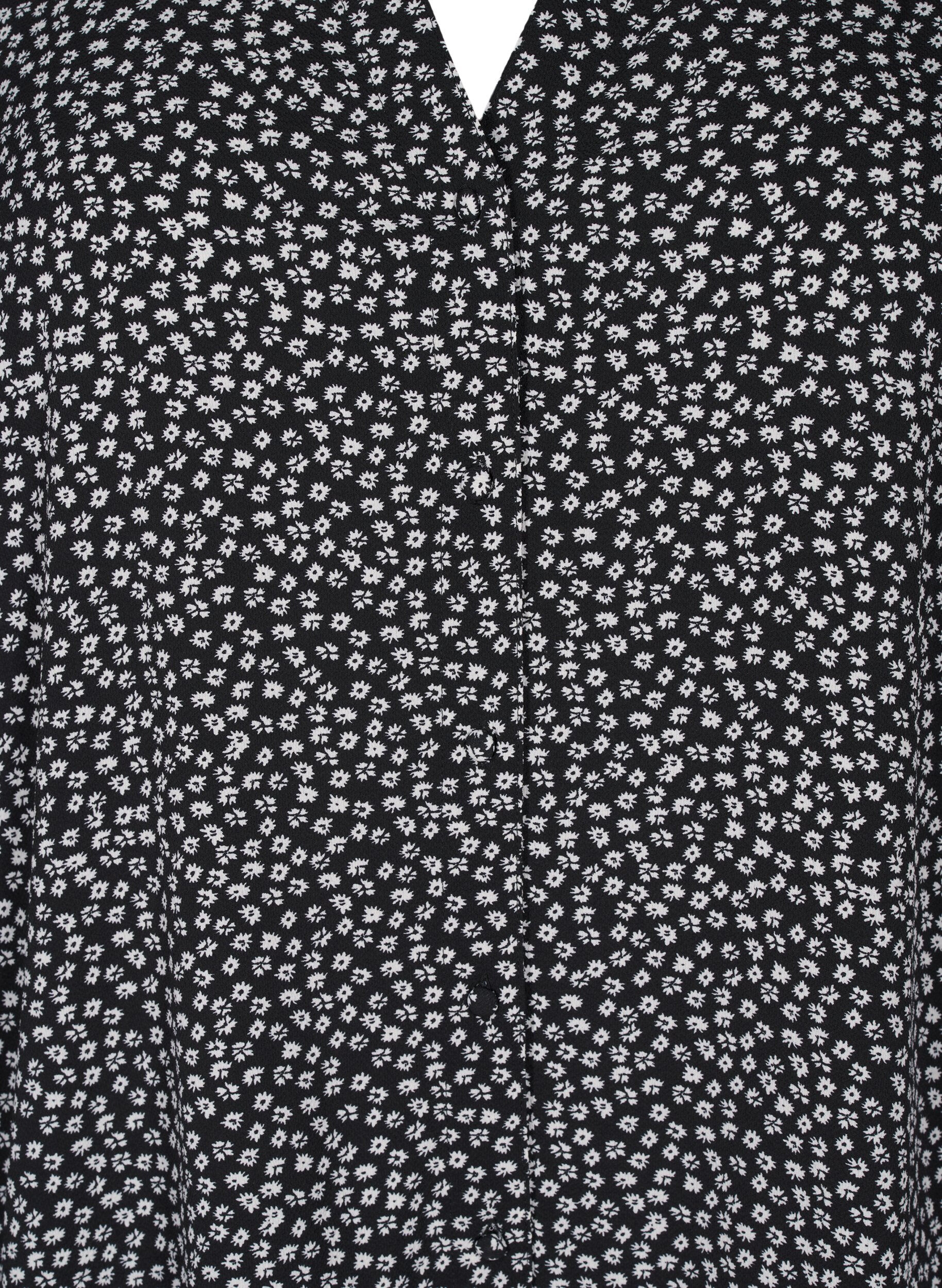 ZizziMidi-Kleid mit langen &Auml;rmeln, Black Small Flower, Packshot image number 2