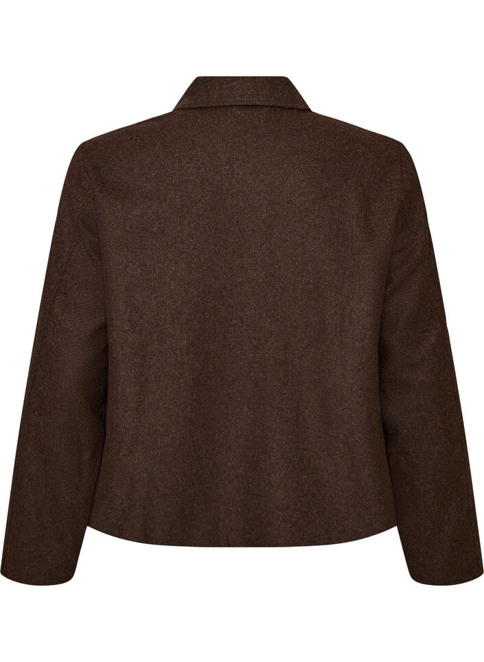 Kurze Jacke mit Hemdkragen und Rei&szlig;verschluss, Braun, Packshot image number 1